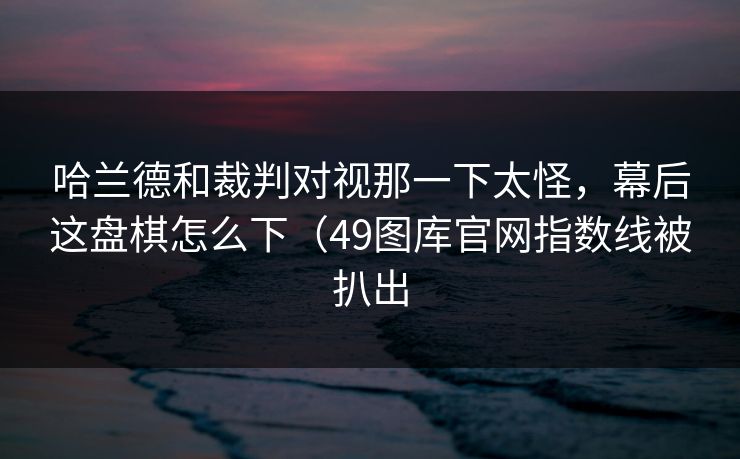 哈兰德和裁判对视那一下太怪,幕后这盘棋怎么下(49图库官网指数线被扒出 哈兰德和裁判对视那一下太怪,幕后这盘棋怎么下(49图库官网指数线被扒出