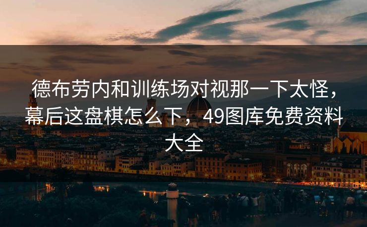 德布劳内和训练场对视那一下太怪,幕后这盘棋怎么下,49图库免费资料大全 德布劳内和训练场对视那一下太怪,幕后这盘棋怎么下,49图库免费资料大全