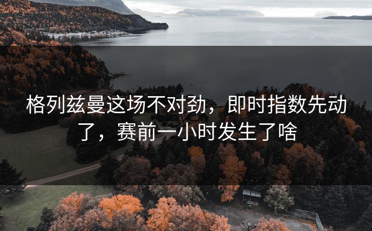 格列兹曼这场不对劲，即时指数先动了，赛前一小时发生了啥